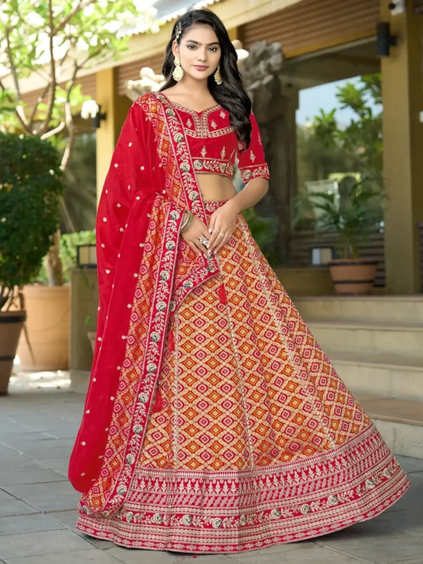 Mesmerizing Red Zari Weaving Silk Bridal Lehenga Choli With Dupatta
